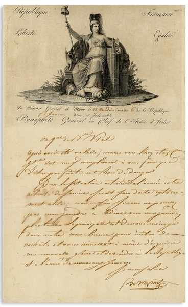Napoleon Bonaparte Document Signed as Commanding General of the Army of Italy -- Dated 1797, Year 6 of the French Republic